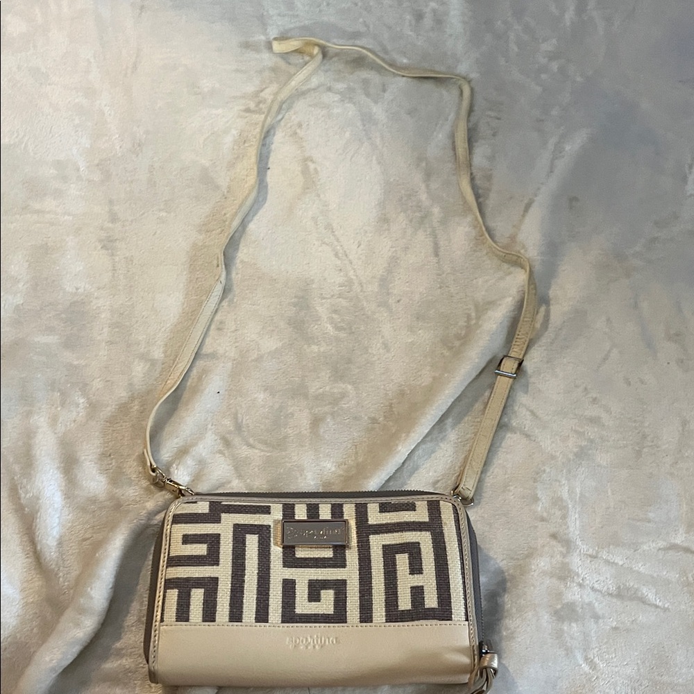 Cream and Brown Crossbody Bag